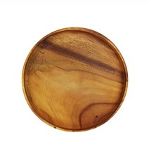 아카시아 통나무 원형 소반 우드 플레이트 쟁반 트레이 2호