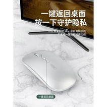 Huawei Xiaomi Apple Lenovo ipad 태블릿 무제한 마우스에 적합한 무선 마우스 블루투스 음소거 충전식 남성과 여성의 자동 노트북 사무실 게임, 공식 표준, 실버/무선 버전 ★[메탈 휠 + 원키 리턴]
