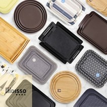 pc 논슬립 플로팅트레이 빵진열 트레이 베이커리 브런치 업소용 쟁반 카페 모음, PC 논슬립 손잡이 밤색-중