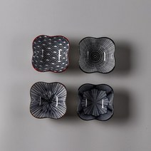 일본식 세라믹 찬기세트 반찬그릇 식기세트 접시, 혼합색상6 (4개 세트)