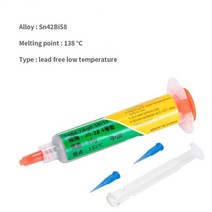 멀티 타입 솔더 페이스트 용접 플럭스 바늘 주사기 무연 납땜 용품 전자 부품 수리용, [01] Sn42Bi58
