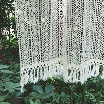레트로커튼 빈티지커튼 디자인 봉집 커튼 Bohemia Crochet Knitting Curtains For Bedroom Living Room Beige r Cotton Linen