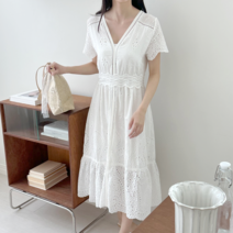 나나엘르 셀프웨딩 바캉스 비치웨어 레이스 펀칭 원피스