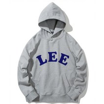 LEE 빈티지로고 후로피 스냅 오버핏 후드티셔츠 그레이 LE2201HD09GR