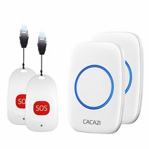 CACAZI스마트 홈 무선 호출기 초인종 노인 환자 비상 경보 80m 원격 통화 벨 SOS 버튼 미국 EU 영국 플러그, CHINA, 2 sos 2 receiver, UK