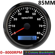 디젤 엔진에 적합한 7 색 백라이트 아워 미터가있는 85MM RPM 타코미터 보트 센서 12V 24V, 02 BN 8000 rpm meter
