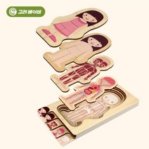 고려베이비 신체 인체 원목퍼즐 우리몸 구조 아동 퍼즐 원목장난감 어린이집교구, 여아 신체퍼즐