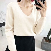 노이디제이 루즈핏 브이넥 긴팔 니트 INO055A