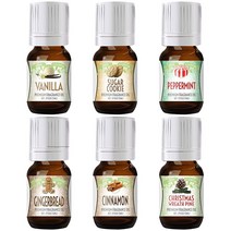 Good Essential Oils 겨울 에센셜 오일 6개 세트 - 크리스마스 화환 소나무 바닐라 페퍼민트 시나몬 설탕 쿠키 진저브레드