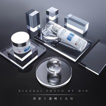 투명 아크릴 기하학 사진 배경 소품 큐브 직육면체 원통형 유리 공 플레이트 장식, 06=6