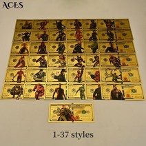 지폐모형 동전모형 모형동전지폐 1 37styles 금도금 지폐 풀 세트 슈퍼 스타 애니메이션 마법의 화 웅 100 달러 기념 카드 수집 티켓, 10개-02