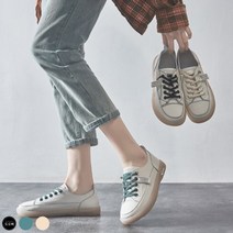 도오빠 여성 가죽 스니커즈 베이직 끈 포인트 운동화 단화 런닝화 여자 스니커즈