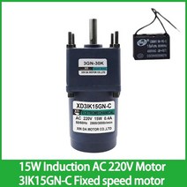 15W 유도 AC 220V 모터 3IK15GN-C 고정 속도 기어 감속기 모터 단상 모터 소형 저속 엔진, 10 rpm, 01 10 rpm