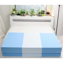 SEJEL.F (세젤에프) 3단 폴리 접이식 매트리스 배색 HR스펀지 싱글매트 블루 & 화이트 7.5CM, 블랙