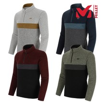 밀레 MILLET 4칼라 남성 남자 따뜻하고 포근한 두께감 있는 일상겸용 및 아웃도어 긴팔 집업 티셔츠