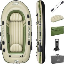 Bestway Hydro-Force Water Raft아웃도어Floating Boat 세트 with Pair of Oars Foot-펌프 Repair Patch, 3-Person Voyager
