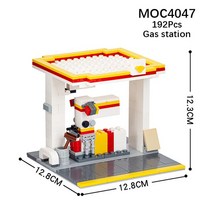 레고 호환 블럭 MOC4047 도시 시리즈 192Pcs 주유소 장면 자동차 최대 6x16 주차 부품 수 있습니다 MOC 빌딩 블록 교육 어린이 완구, [01] MOC4047