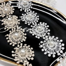 눈꽃레이스 2컬러 1마부터 꽃줄 악세사리만들기 헤어밴드재료 리폼소재 골드레이스, 화이트