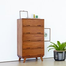 [유씨엠] 원목 5단 서랍장 700 옷장, 5단서랍장700