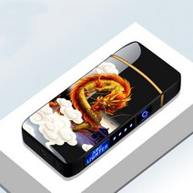 라이터납땜 방풍 금속 무화염 전기 라이터 듀얼 아크 플라즈마 USB LED 전원 디스플레이 터치 유도 라이터, 3.With gift box C, 1개