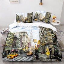 자유의 조각상 킹 사이즈 마이크로파이버 건물 침구 뉴욕, 8 135x200cm 3pcs