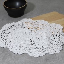공간안애 도일리 레이스 테이블 매트(핸드메이드), 25X35츠, 베이지