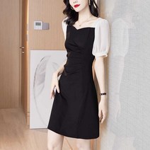 빈티지원피스 빈티지원피스 프랑스타입 클래식반팔 여성원피스 봄여름시즌 뉴타입 2022블랙 햅번스타일 개성있는디자인 블랙스커트