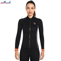 남녀공용 네오프렌 잠수복 상의 긴팔 스플릿 따뜻한 재킷 스노클링 겨울 수영 다이빙 슈트 사우나, 9.women black top - M