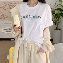 티데일리 남녀공용 마인드셋 오버핏 20수 라운드 반팔 티셔츠