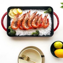 BRK 스마트 사각 무쇠 그릴 루비 33X22cm 그릴팬