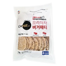 크레잇 으라차차 햄버거패티 1kg / CJ제일제당 쉐프솔루션 고기팡팡 스넥햄버거패티 토스트패티 냉동, 1개
