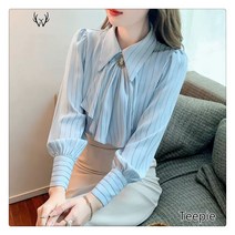 티피/Teepie 스트라이프 셔츠 여성용 가을 프로 셔츠