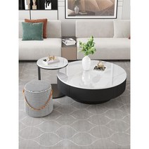 세라믹 소파 테이블 북유럽 거실 쇼파 커피 탁자 대리석 원형, 90cm 그레이