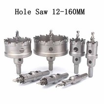 12-160mm TCT 코어 구멍 톱 드릴 비트 금속 스테인레스 스틸 목재 절단 두꺼운 플레이트 커터 드릴링 도구 카바이드 팁, 20.5mm