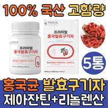 (싹쓰리맘)고함량 홍국발효구기자 홍국균 유산균 발효 구기자 알약 정/구기자 발효 분말/홍국 구기자홍국발효분말/모나콜린K/청양구기자분말/유단백 가수분해물/프로바이오틱스/대두레시틴, 홍국발효구기자정 600mgx60정x5통(10개월)