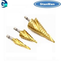 스탠맨 고강도 티타늄코팅 트위스트 철판스텝드릴 스텐스텝드릴 홀쏘, 트위스트찰판HSS(4~20mm)
