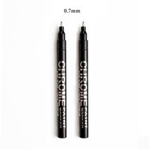 크롬도색 실버 마커 펜 DIY 피규어 도색 페인트 펜 미러 크롬 금속 펜, 은색 -0.7mm 2개
