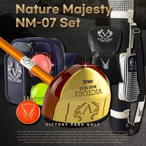 빅토리 파크골프채 NM-07 6종세트(파크골프채 골프백 파우치 볼빅공 볼마커 볼홀더), 황갈색, 퍼플&네이비(줄무늬), 화이트