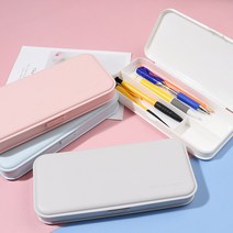 마카롱 무지 필통 DIY 플라스틱 분할 펜슬 케이스 문구 사무용품 필기도구 학용품 수납, 블루, 블루