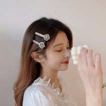 주포어유 큐빅 진주 꽃 헤어핀 2타입