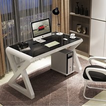 제일퍼니처 예쁜디자인 강화유리 책상 8종 컴퓨터책상 철제 사무실 PC 강화유리책상 게이밍책상 컴퓨터테이블 학생책상 서재책상 사무용책상 1인용 2인용, 선택06:Z블랙화이트(140x60x75)