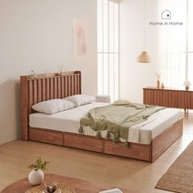 홈인홈 라궁 호텔식 프리미엄 침대 SSQ_Q22, 월넛