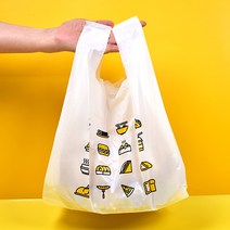 손잡이 음식 포장 비닐봉투 디자인: 음식 이모티콘 (소) (중), 음식이모티콘 소 (500장)