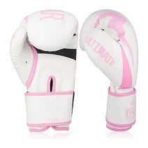 MYSUPERSTAR Ultimate Boxing Kick Boxing Muay Thai Training Bag Gloves for Men Women Youth MMA UFC Bo, White/Pink