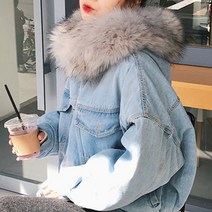 페이크퍼 숏 후드 청자켓