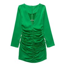 랩 원피스 4019 무드 여성의류 쥬얼 세부 브이넥 긴 소매 주름 장식 4757507900