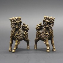 조각상 청동 기린 골동품 기린 전시 수공예품, 밝은 회색