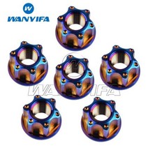 Wanyifa 티타늄 너트 M6M8M10M12M14M16 Torx 플랜지 육각 너트 오토바이 리어 액슬 6pcs, M14 1.5Pitch+Burnt blue