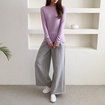 여자 파스텔 스판 슬림 얇은 간절기 기본 무지 티셔츠
