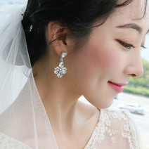 라벤더 웨딩 드레스 셀프 촬영 파티 돌잔치 스튜디오 본식 드롭 귀걸이